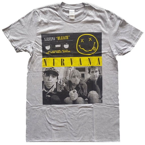 Men's Nirvana Bleach Cassettes Slim Fit T-shirt XX-Large Grey