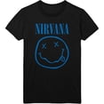 thumbnail image 1 of Men's Nirvana Blue Smile Face Logo Slim Fit T-shirt Small Black, 1 of 3