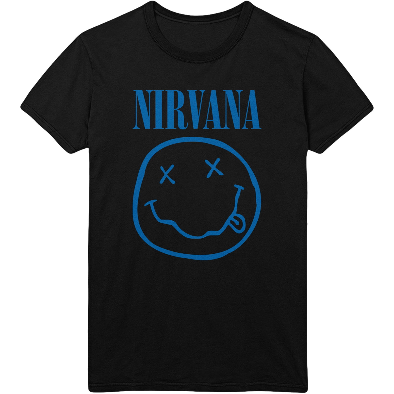 Men s Nirvana Blue Smiley Slim Fit T shirt Small Black Walmart