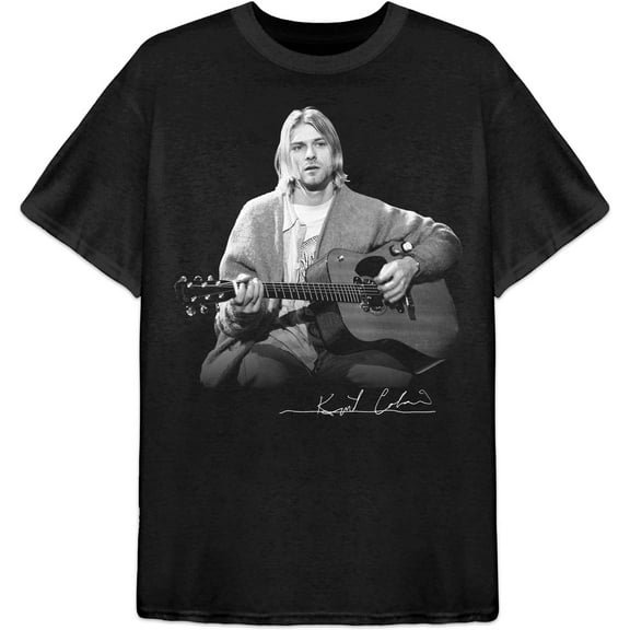 Men's Nirvana Guitar Live Photo T-shirt X-Large Black