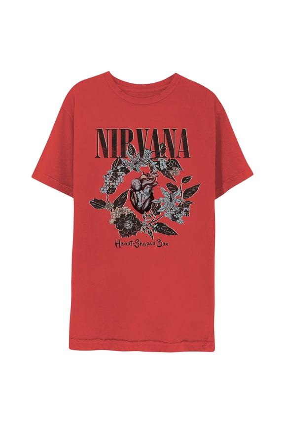 Men's Nirvana Heart-Shaped Box Slim Fit T-shirt Large Red