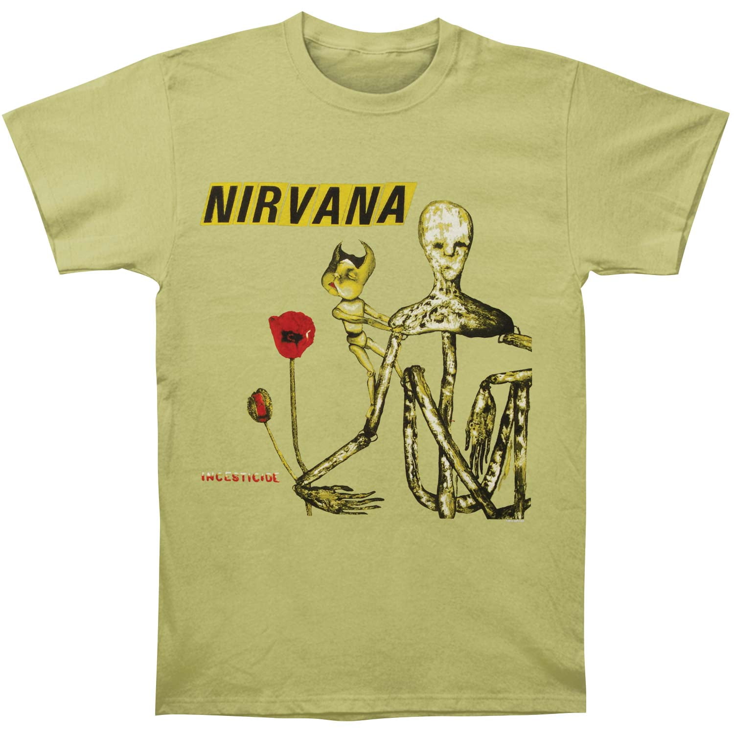 Men's Nirvana Incesticide Album Slim Fit T-shirt X-Large Celery