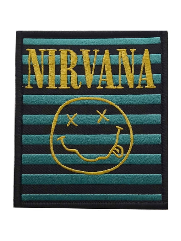 Men's Nirvana Logo & Smiley Stripes Woven Patch