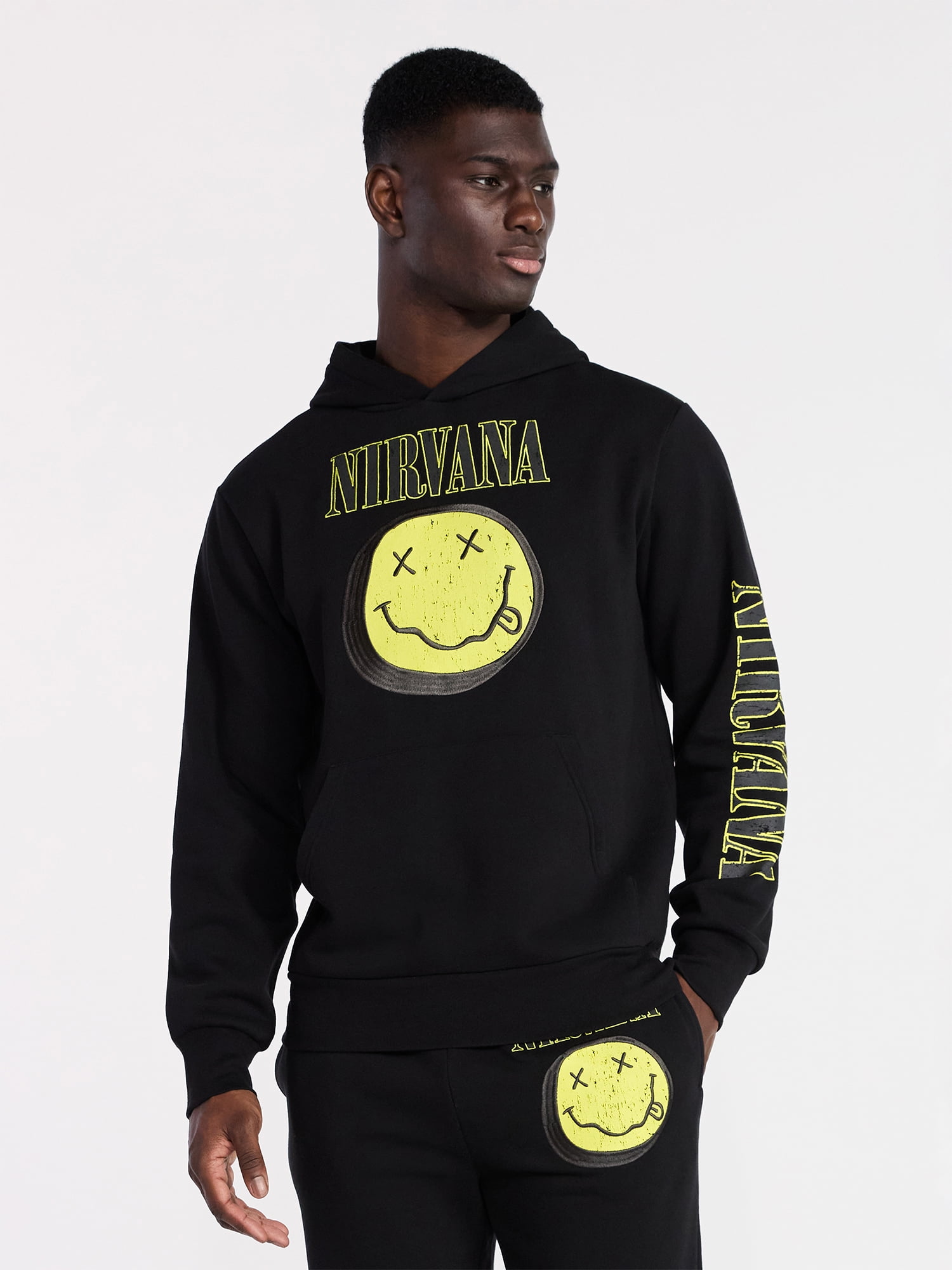 Nirvana Men's Smile Hoodie with Long Sleeves, Sizes XS-3XL