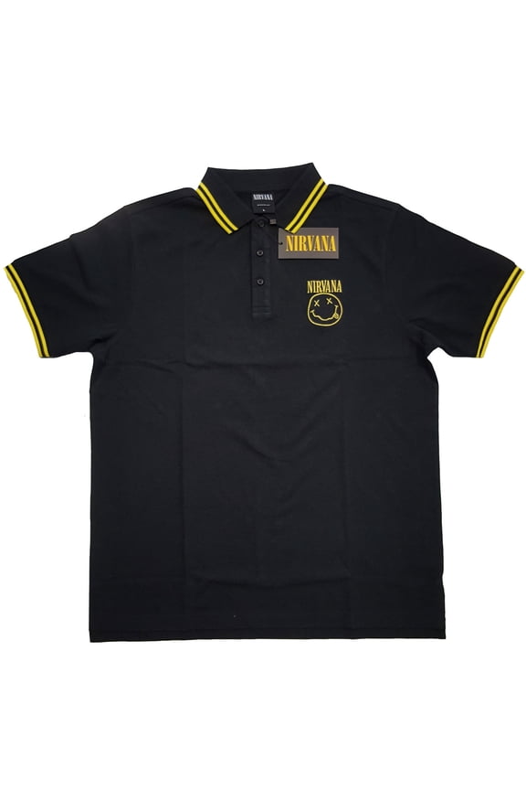 Men's Nirvana Smiley Polo Shirt XX-Large Black