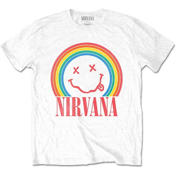 Men's Nirvana Smiley Rainbow T-shirt Small White