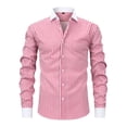 thumbnail image 1 of Men's No-Iron Stretchy Long Sleeve Shirts Button-Down Striped Print Shirt Point Collar Casual Business Top, 1 of 7