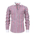 thumbnail image 1 of Men's No-Iron Stretchy Long Sleeve Shirts Button-Down Striped Print Shirt Point Collar Casual Business Top, 1 of 7
