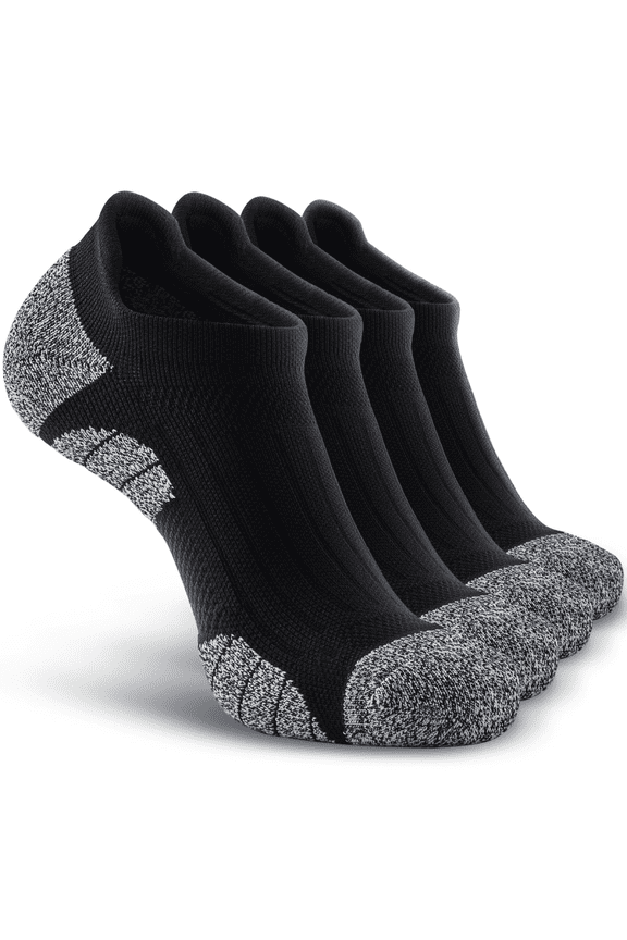 Men's No Show Compression Athletic Socks, Cushioned for Running Hiking