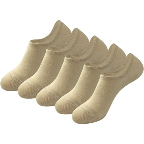 Men's No Show Socks Cotton Low Cut Invisible Ankle Socks Casual Flat Boat Liner Socks 5 Pairs