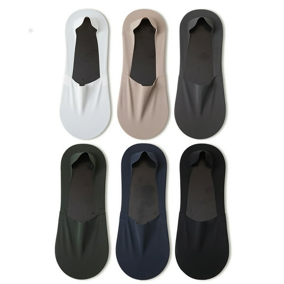 Men's No-Show Socks – Non-Slip, Summer Thin Cotton Boat Socks with Breathable Ice Silk and Low-Cut Design for Comfort (One Size, 6 Pair)