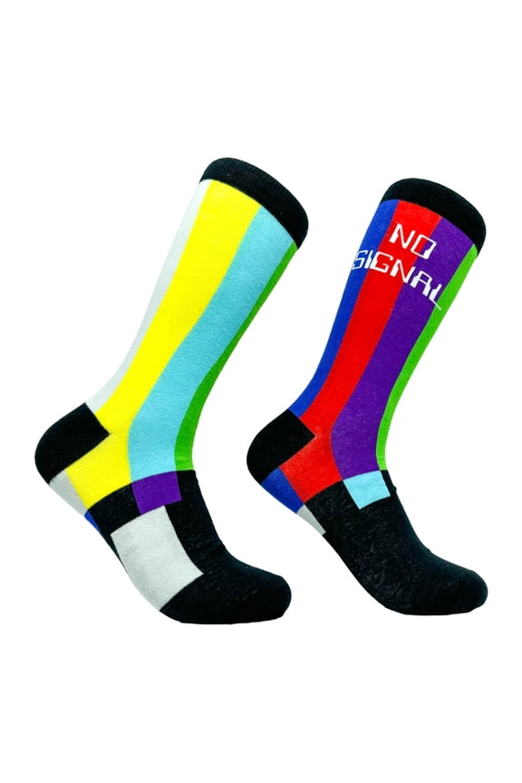 Men's No Signal Socks Funny Color Vector TV Error Joke Footwear