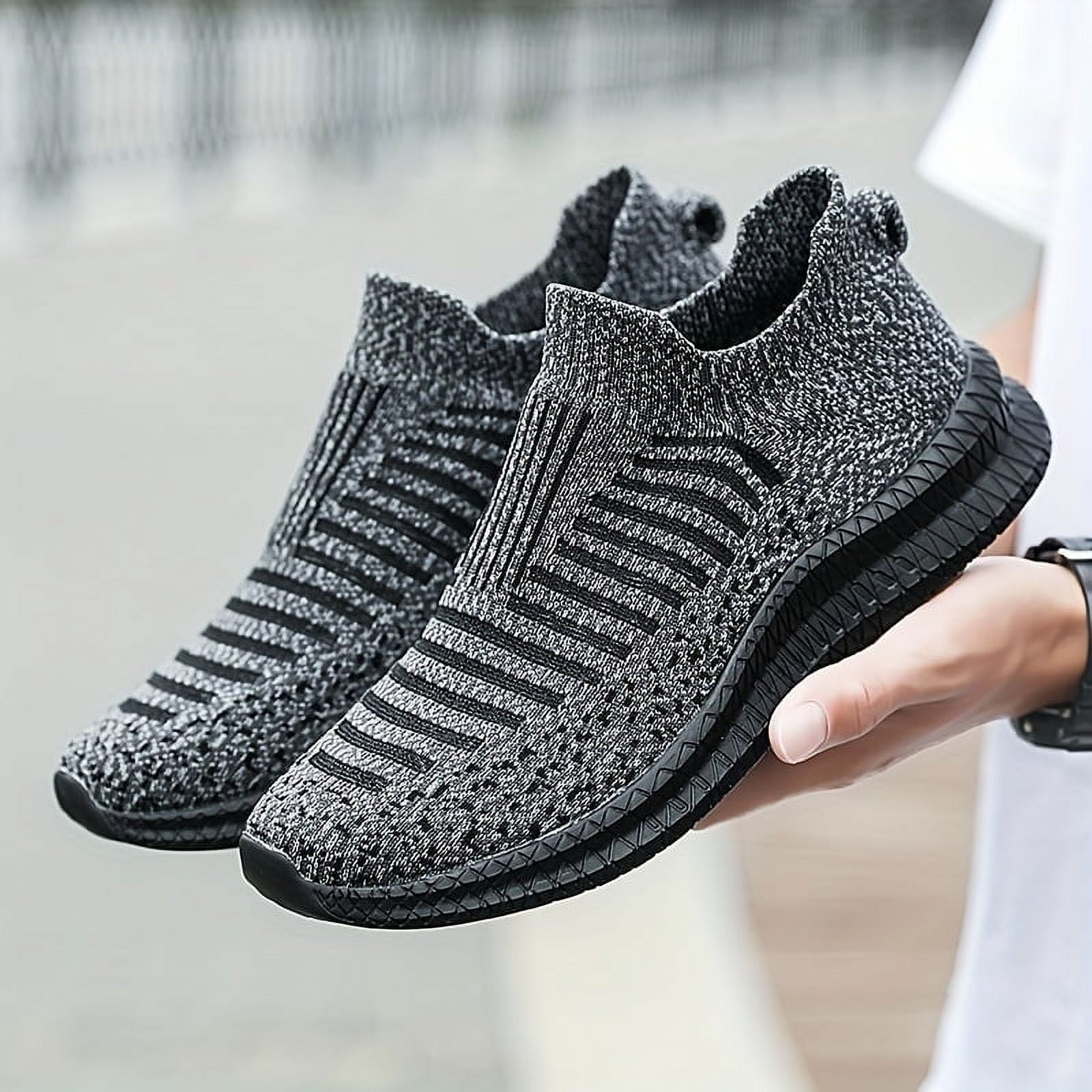 Men s No Tie Lace Free Breathable Knit Sneakers Casual Outdoor Walking Running Shoes With Assorted Colors 46 Walmart