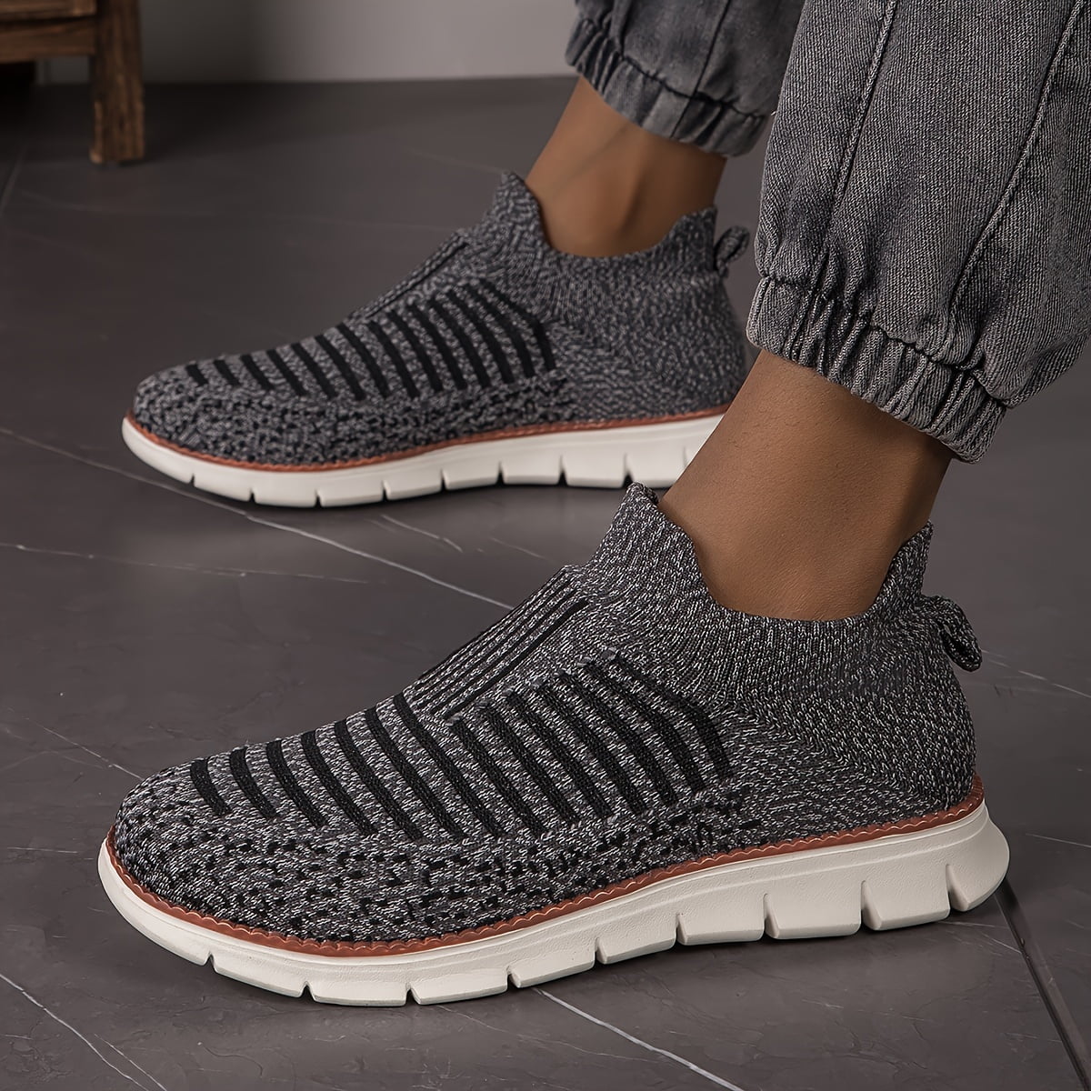 Men s No Tie Lace Free Breathable Knit Sneakers Casual Outdoor Walking Running Shoes With Assorted Colors Walmart