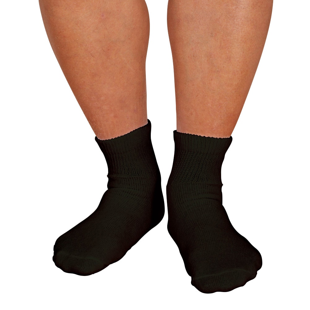 Men's Non Binding Diabetic Friendly Quarter Crew Socks Black