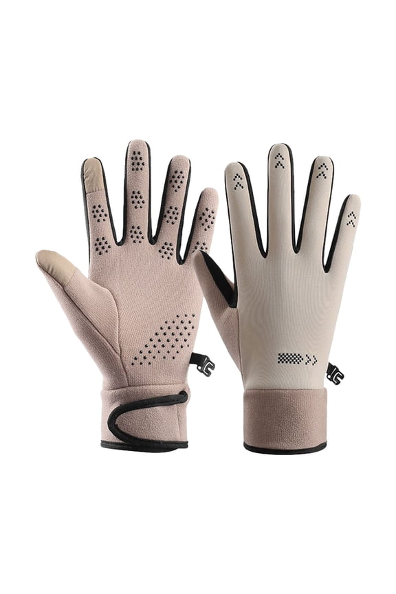 Men's Non-Slip Windproof Touchscreen Gloves, Anti-Skid Outdoor Sports Gloves, Cycling Riding Gloves for Cold Weather, All-Season Work Gloves with Grip Palms Beige