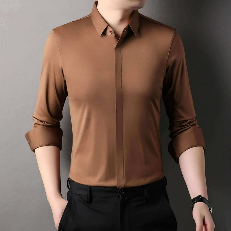 Men's Non-iron Dress Shirts Seamless Shirt Concealed Placket Solid Color - Walmart.com Men's Non-iron Dress Shirts Seamless Shirt Concealed Placket Solid Color - Walmart.com