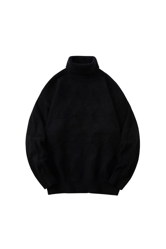 Men's Nordic Pattern Knit Sweater High Neck Long Sleeve Pullover Winter Warm