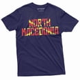 thumbnail image 1 of Men's North Macedonia T-shirt Macedonia Country coat of arms flag tee shirt (Medium Navy Blue), 1 of 7