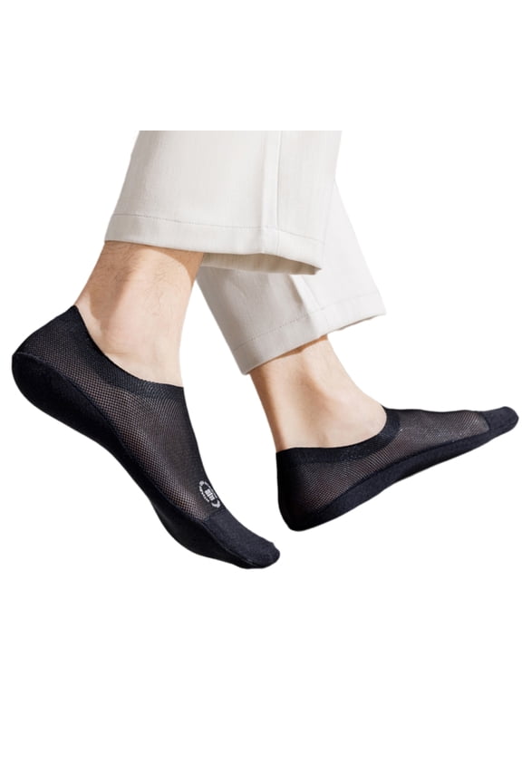 Men's Not Show Socks for Flats Invisible Hiddens Socks Mesh Low Cut Liner Socks with Antis Slip Strips Cotton Bottom Soc