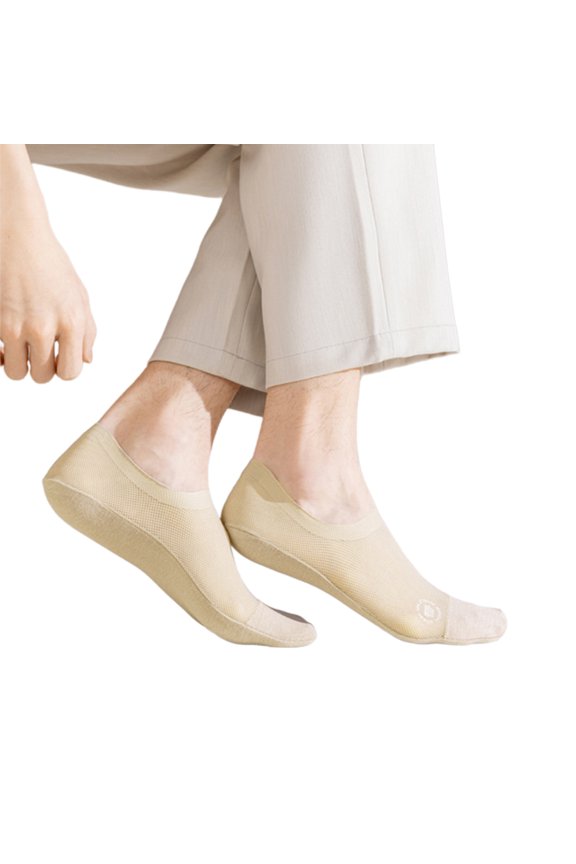 Men's Not Show Socks for Flats Invisible Hiddens Socks Mesh Low Cut Liner Socks with Antis Slip Strips Cotton Bottom Socks