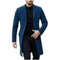 thumbnail image 1 of Men's Notch Lapel Double Breasted Long Trench Coat Casual Cotton Blend Peacoat Men Casual Button Solid Long Sleeve Pockets Outwear Coat, 1 of 5