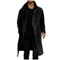 thumbnail image 1 of Men's Notch Lapel Double Breasted Wool Coat British Style Long Sleeve Trench Coat Classic Solid Fall Winter Pea Coat, 1 of 3