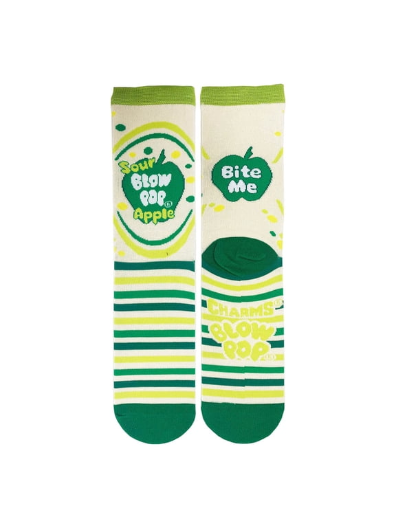 Mens Novelty Blow Pop Candy Crew Socks, Crazy Funny Cotton Dress Socks Gift - Sour Apple Pop