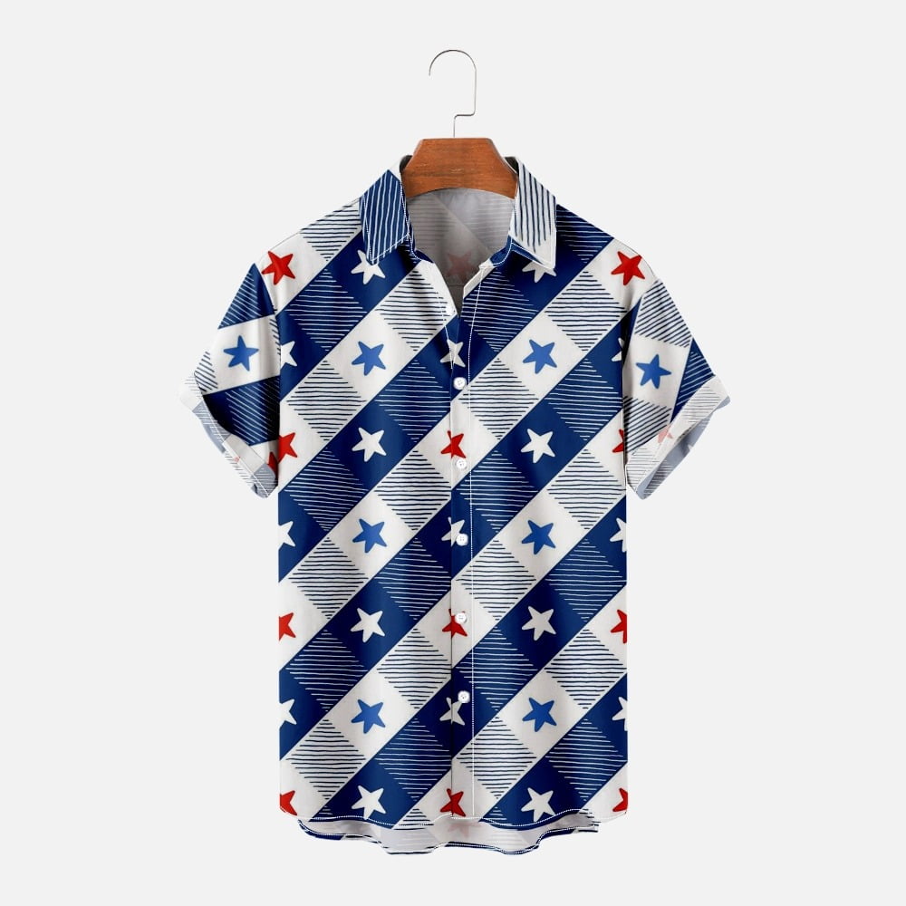 Men's Novelty Button Down USA Flag Graphic Shirts Summer Casual