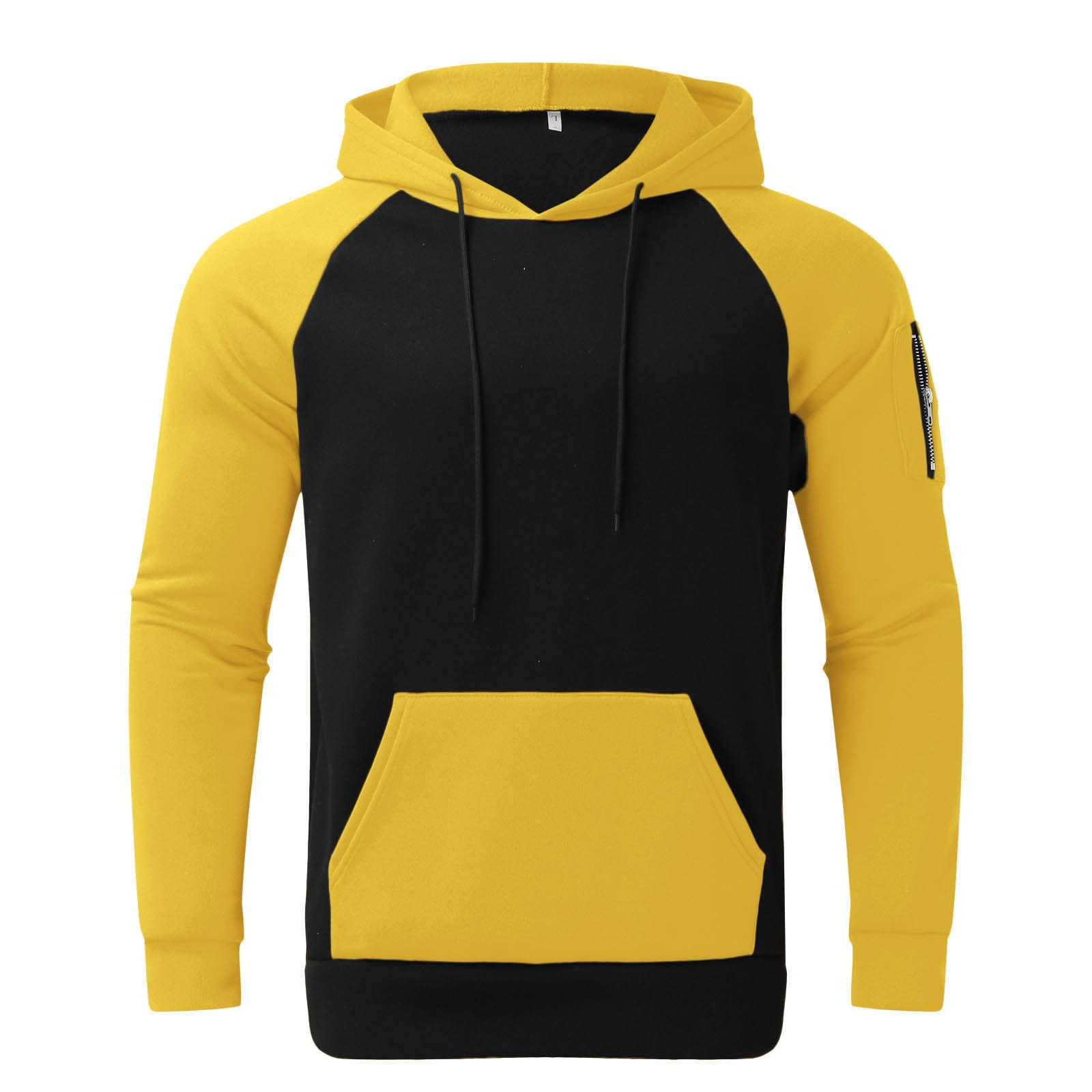 Men's Novelty Color Block Pullover Fleece Hoodie Long Sleeve