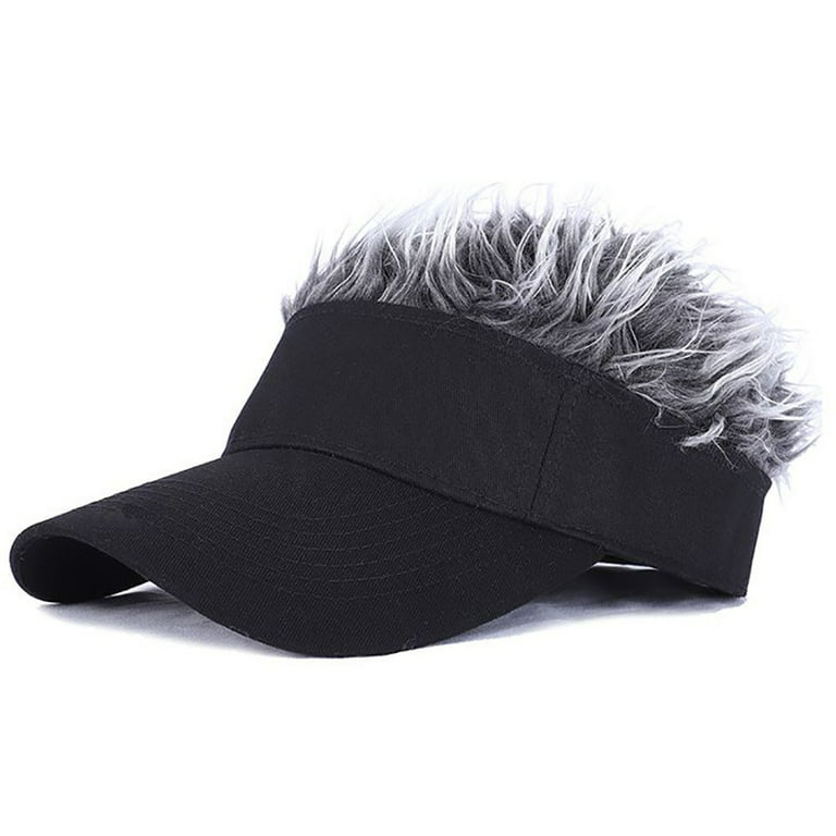 Men's Novelty Flair Spiked Hair Visor Sun Funny Golf Hats Fake Wig Peaked  Adjustable Baseball CapsEFINNY 