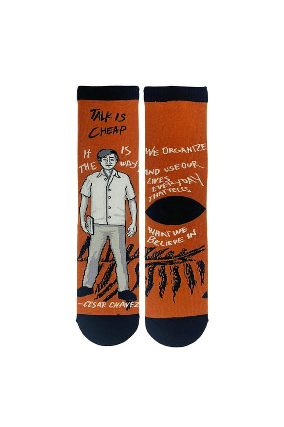 Mens Novelty Funny Crew Socks, Cotton Dress Socks Gift - Cesar Chavez