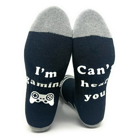 Men's Novelty Funny Saying Athletic Crew Socks, I'm Gaming, Can't Hear You, Non-Slip Socks