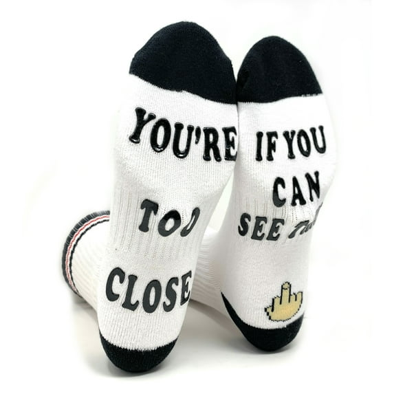 Men's Novelty Funny Saying Athletic Crew Socks, If You Can Read This, You're Too Close, Non-Slip Socks