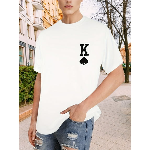 Men's Novelty Graphic Tees Shirt Boys Cotton Oversized T-Shirt Short Sleeve Vintage Y2k Streetwear Casual Tee Top White C M