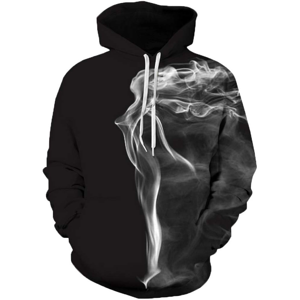 Men's Novelty Hoodie Long Sleeves Cool Sweatshirt Pullover White Flame