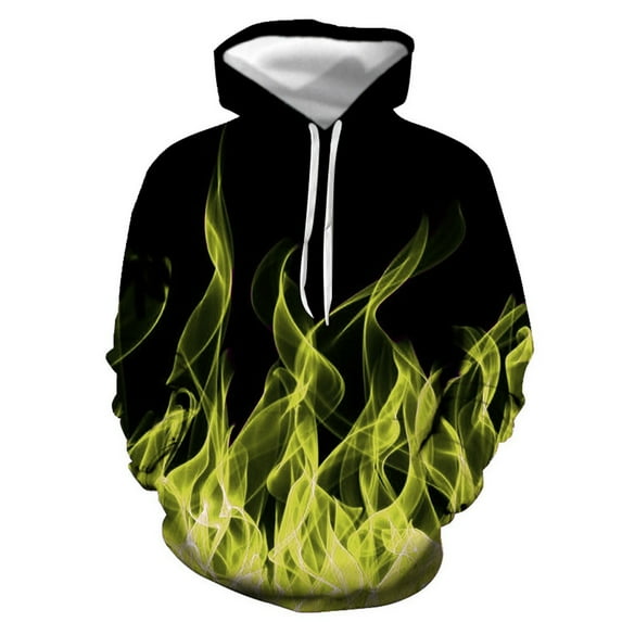 Men's Novelty Hoodies Cool Graphics Hoody Fleece Warm Pullover Hooded Sweatshirts,Mens Flame Print 3D Realistic Hoodies for Men Big and Tall