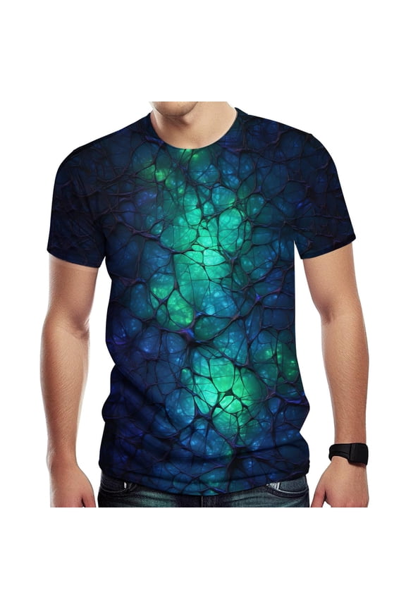 Men's Novelty Sci-Fi Biotech T-Shirts 3D Print Abstract Neural Network Tee Top Y2K Cyberpunk Streetwear