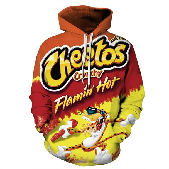 Men's Cheetos and Takis Hoodie 3D Print Pullover Unisex Casual Sweatshirt (Yellow S)