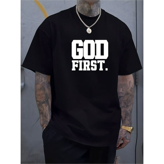 Men's Novelty T-Shirt Letter Printed Casual Graphic Crewneck Short Sleeve Oversized Tee Top Black A XL