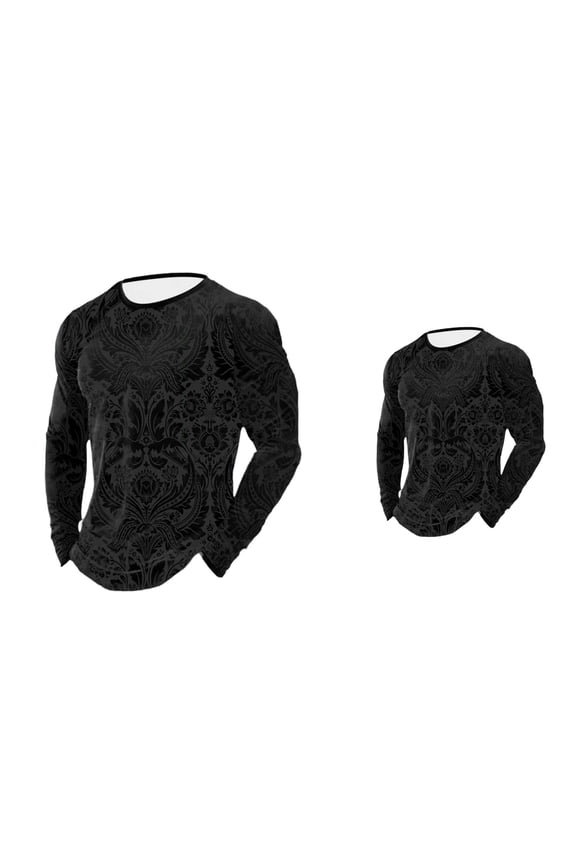 Men's Novelty Viking Raven Print T-Shirt, Long Sleeve Lightweight Casual Norse Mythology Graphic Tee – Soft & Comfortable for Daily Wear