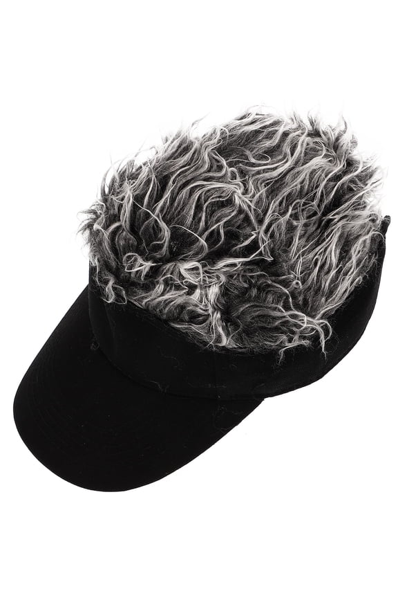 Men's Novelty Visor Cap Outdoor Wig Sun Hat Adjustable Funny Hair Cap Fake Hair Hat Visor with Hair for Party Outdoor Sport
