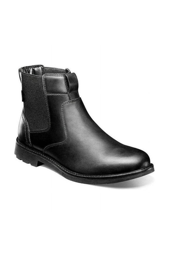 Men's Nunn Bush 1912 Plain Toe Chelsea Boot Leather Black Waxy 85008-010