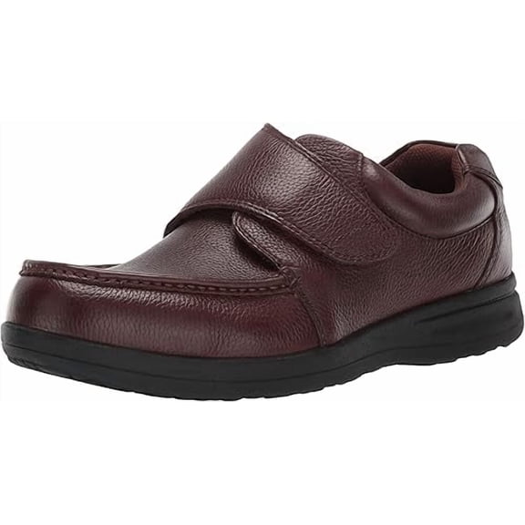 Nunn Bush Men Cam Strap Hook and Loop Casual Loafer Lightweight Slip On, Brown Tumbled, 12 Wide