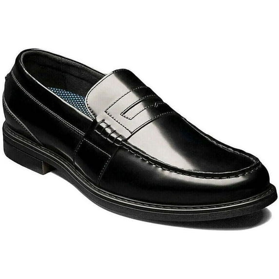 Men's Nunn Bush Lincoln Moc Toe Penny Loafer Shoes Leather Black Multi 85538-009