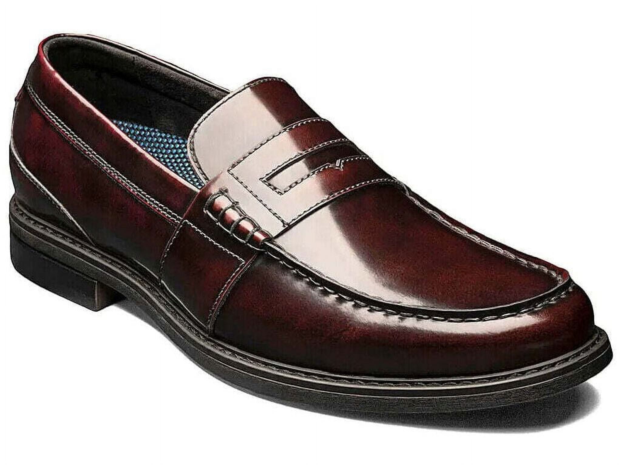 Men's Nunn Bush Lincoln Moc Toe Penny Loafer Shoes Leather Burgundy ...