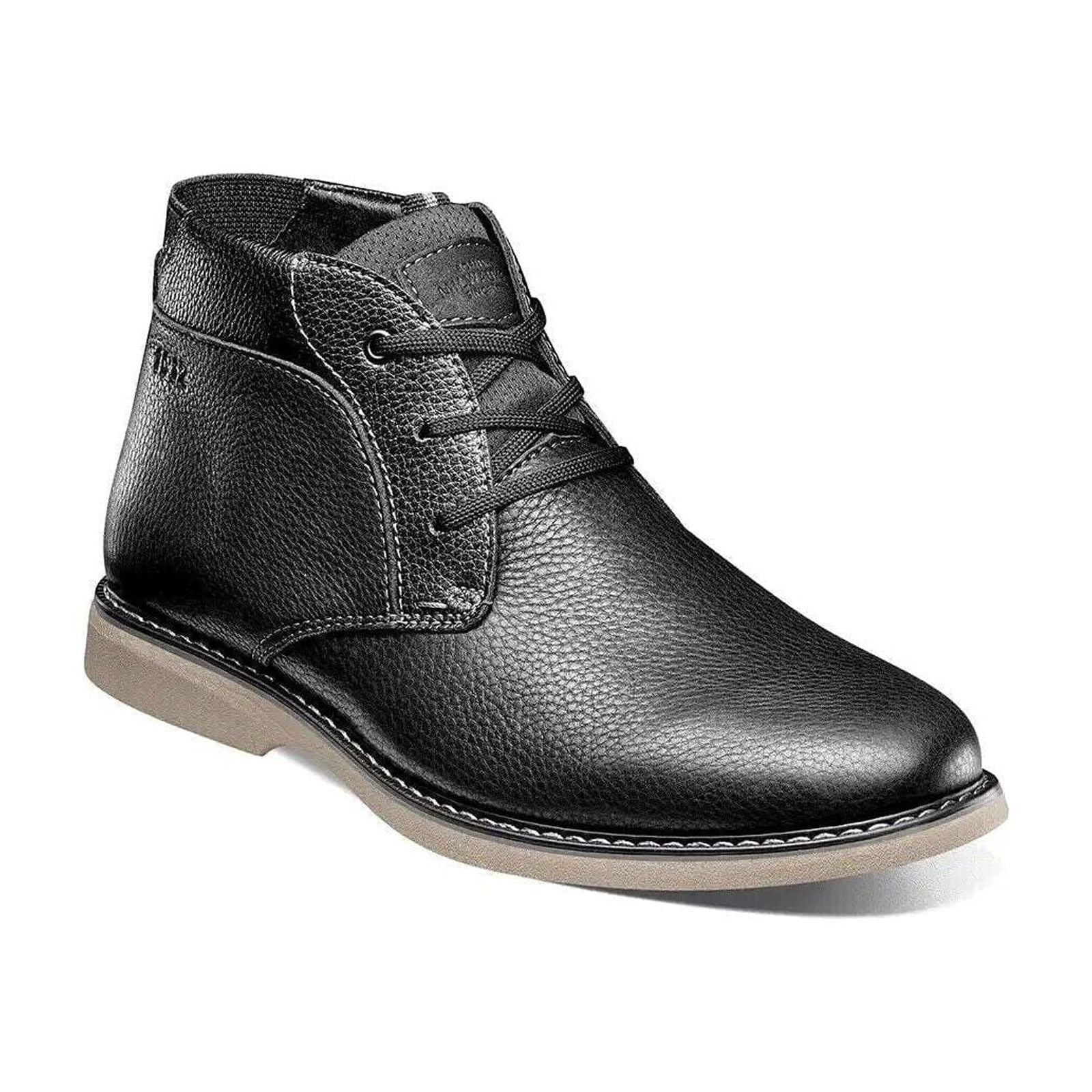 Men s Nunn Bush Otto Plain Toe Chukka Boot Casual Black Tumbled 84987 007 Walmart