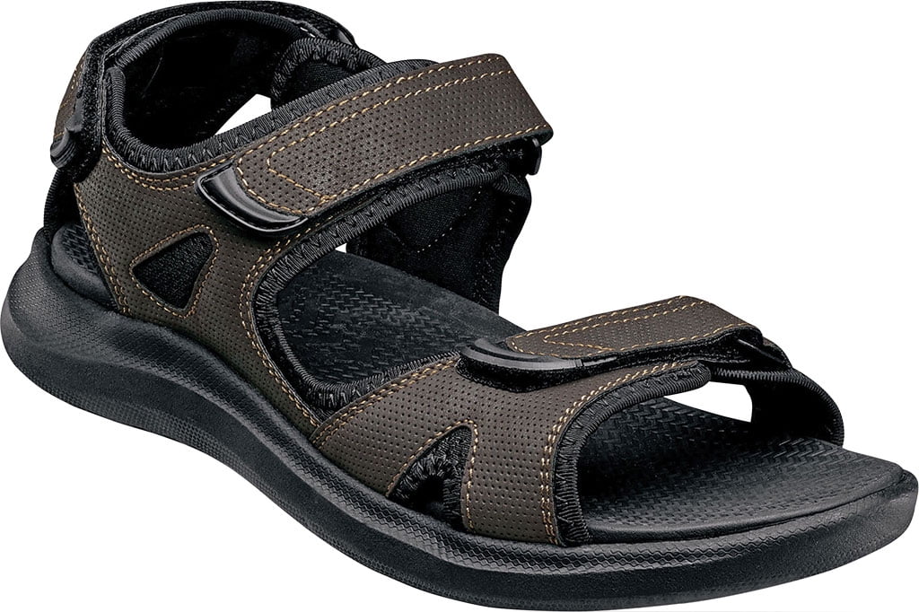 Nunn Bush Men Rio Vista Three Strap Sport Sandals Size US 11M Black Faux Leather Men main image 3