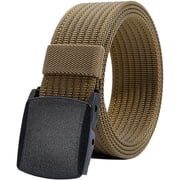 Mens Nylon Belt, Breathable Webbing Canvas Belt with Plastic Buckle Easy Trim to Fit 27-46 Waist Olive Brown