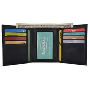 Men's Nylon Black Classic Trifold Credit Card ID Wallet with Leather Interior